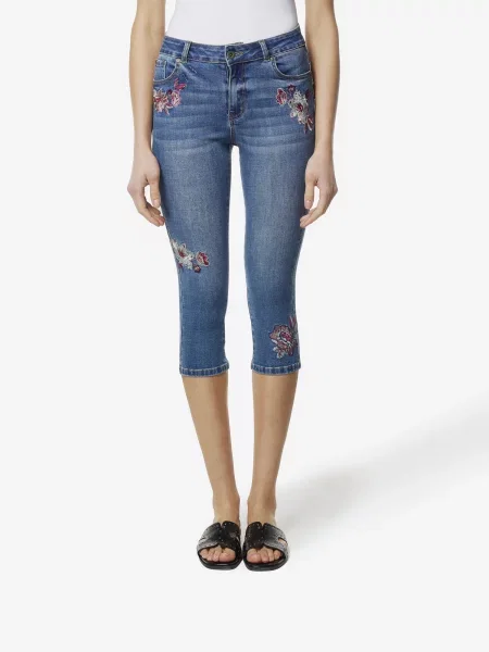 KOROSHI Jeans albastru închis / roșu bordeaux alb