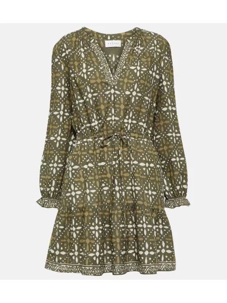 Zamatové oblekové mini šaty Velvet s potlačou zelená