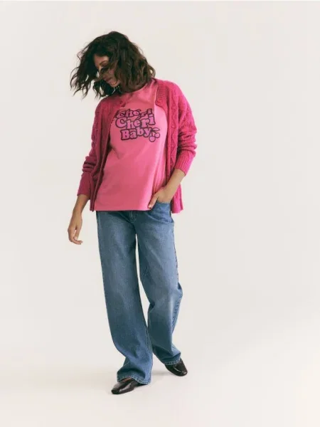 Reserved Tricou cu imprimeu roz