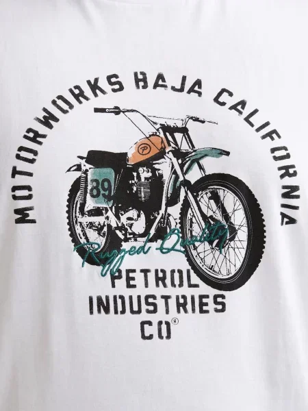 Petrol Industries Póló Classic smaragd / mandarin / fekete fehér
