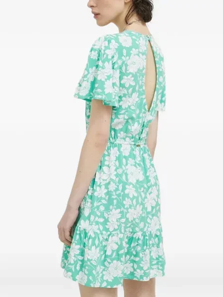Rochie mini Billabong cu model floral cu decolteu în V verde