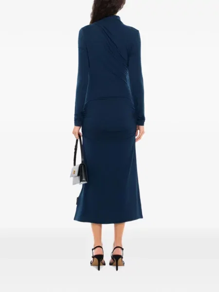 Rochie midi Off-white drapată alb