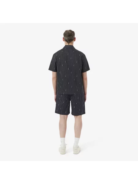 Lacoste Szorty W Paski Relaxed Fit czarne