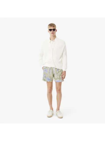 Lacoste Kąpielówki Z Nadrukiem O Średniej Długości Kolorowy