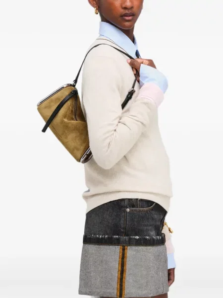 Geantă Marc Jacobs din piele de căprioară maro