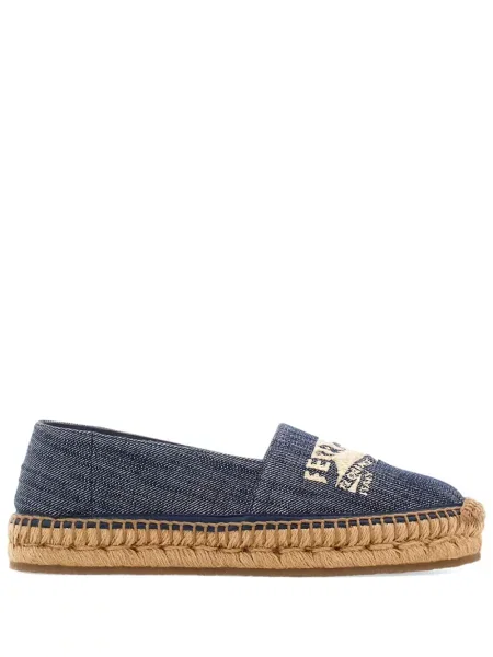 Espadrile Ferragamo cu broderie albastru