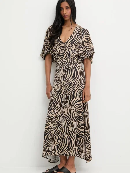 Haljina Answear.LAB maxi ravna smeđa