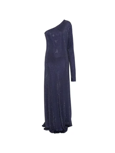 Rochie maxi Dunesi cu un umăr gol albastru