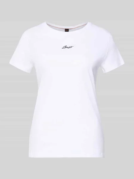 T-shirt o kroju regular fit z czystej bawełny model ‘C_ELOVE_EMBRO’ Boss Orange biała