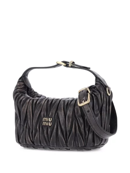 Geantă shopper Miu Miu din piele maro