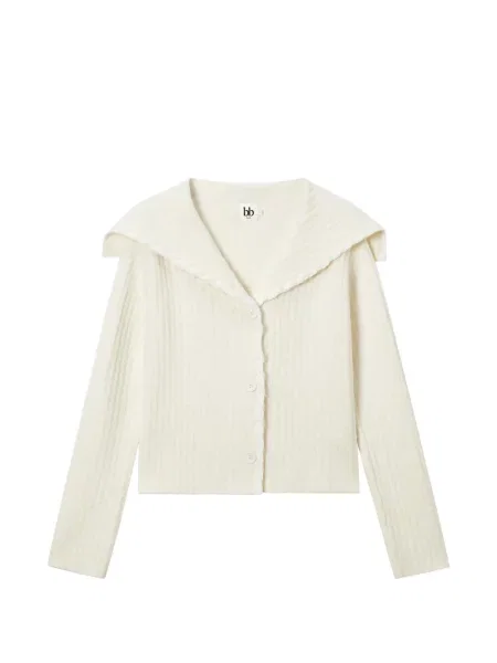 Gulerat cardigan B+ab tricotate alb