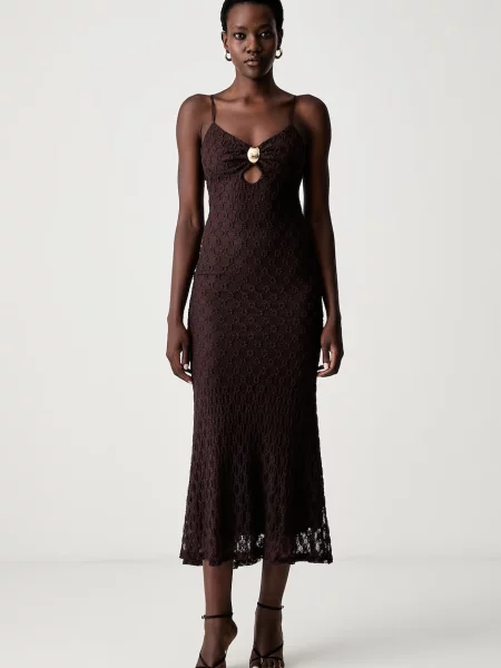 Bardot rochie din dantelă KARLA maro