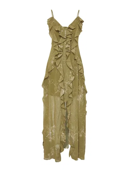 Trendyol Rochie kaki / murdar alb