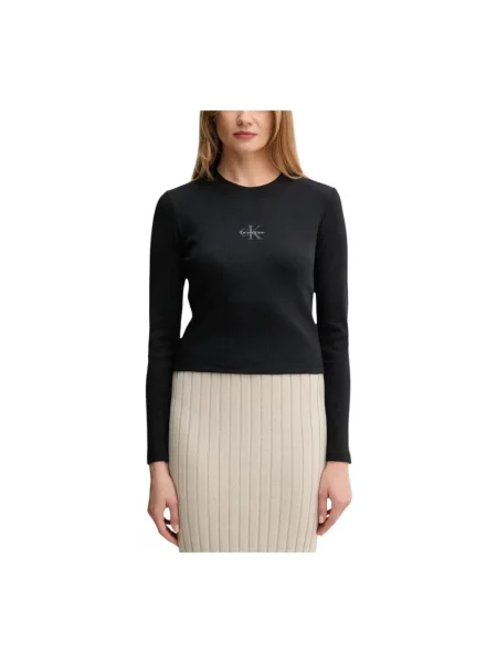 Dzianinowy top Calvin Klein Jeans z nadrukiem czarny