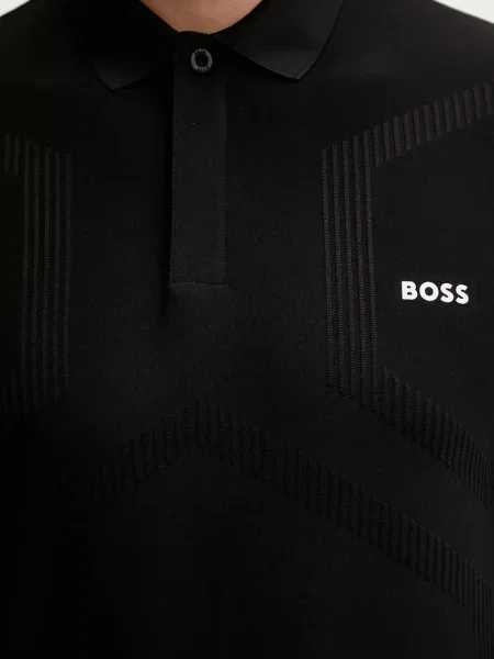 Поло Boss Green с аппликацией черное