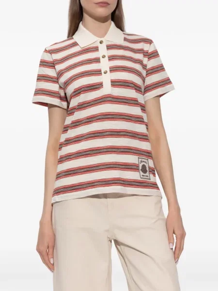 Tricou polo Moncler cu autograf alb