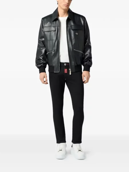 Geanta de piele Philipp Plein negru