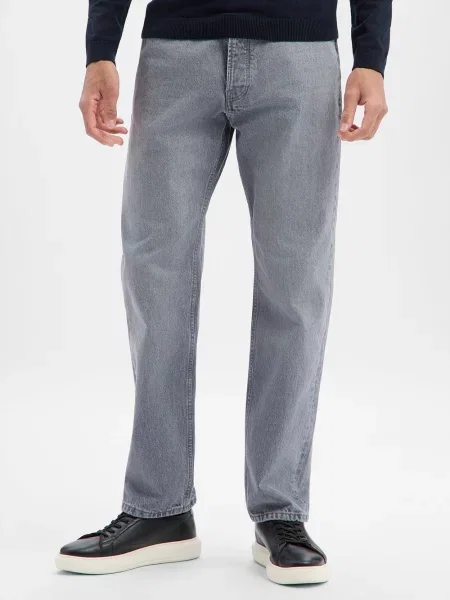 Jeansy o kroju straight fit z dodatkiem wełny model ‘EDGE’ Only & Sons szare