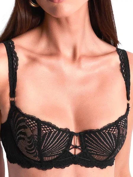 Кружевной бюстгальтер с мягкой чашкой чорний