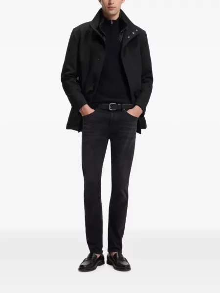Palton Boss cu guler de stand-up business negru