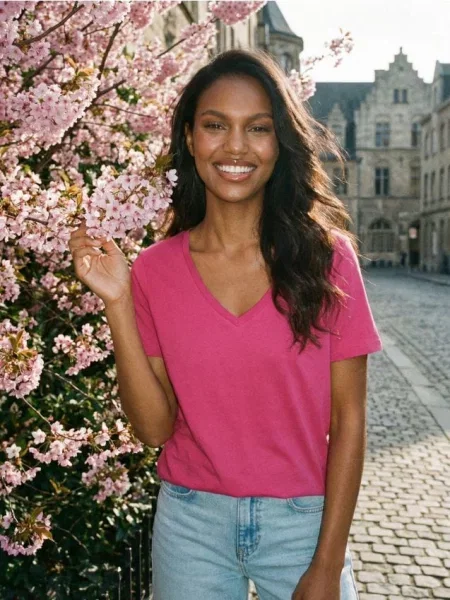 Футболка з щільного інтерлок-плетення фуксія