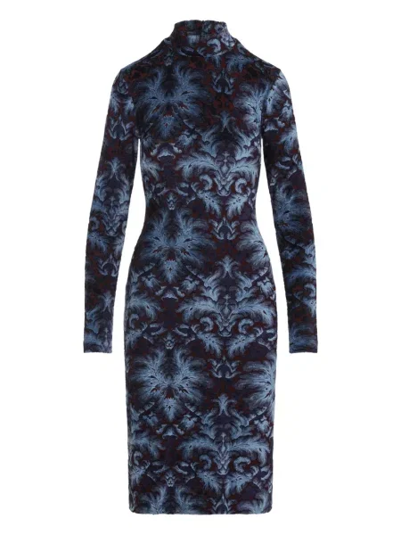 Rochie midi Etro cu model floral până la genunchi de costum albastru