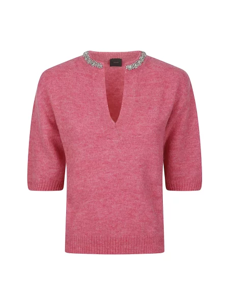 Sweter Pinko z krótkim rękawem różowy