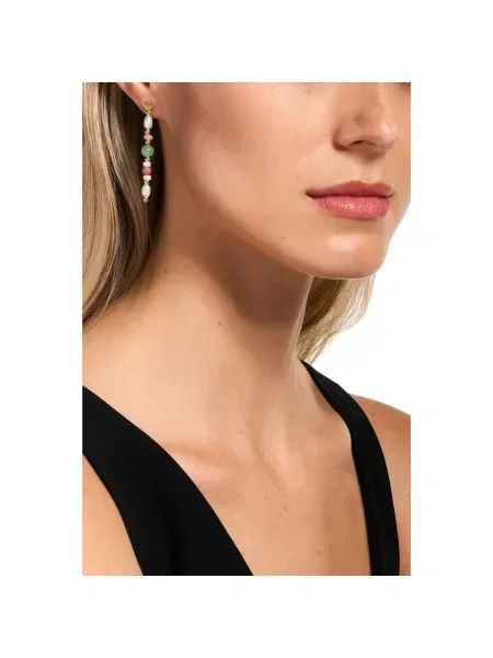 Emporio Armani kolczyki mosiężne kamienne naturalne Iconic Trend białe