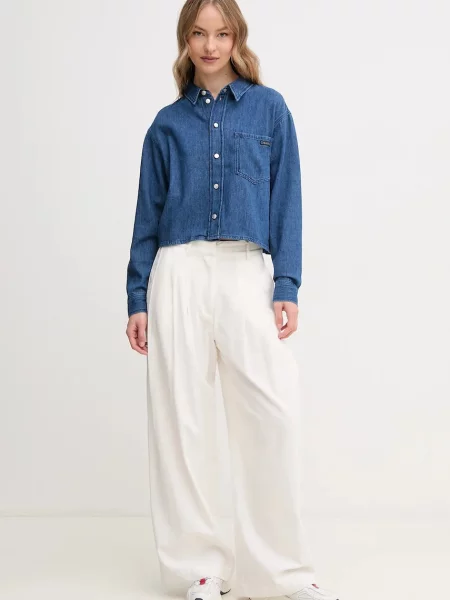 Calvin Klein Jeans koszula jeansowa relaxed z kołnierzykiem klasycznym niebieski