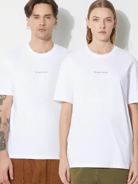 Tričko Filling Pieces Slim s potiskem bílá
