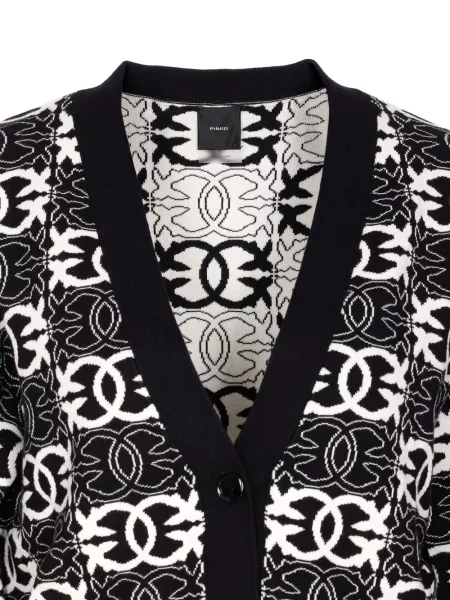 Cardigan Pinko cu imprimeu geometric negru