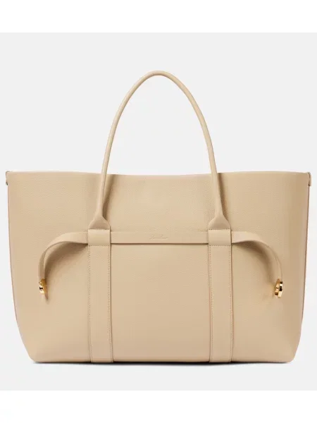 Кожена кожена чанта Loro Piana бежово
