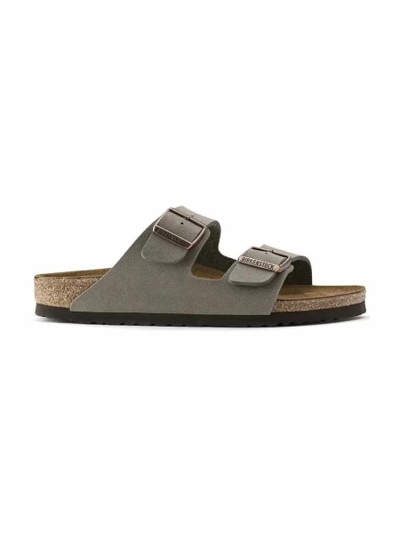 Pantofi Birkenstock din piele cu strasuri gri