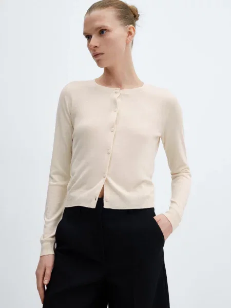 Кардиган MANGO Lukabob віскоза/поліестер бежевий