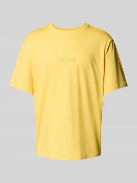 T-shirt z wyhaftowanym logo Review żółta