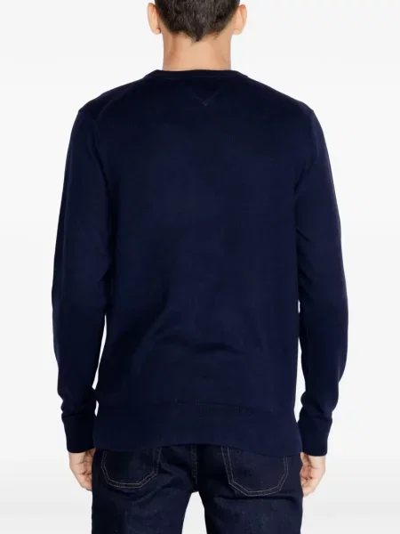 Пуловер Tommy Hilfiger бродиран с кръгло деколте синьо