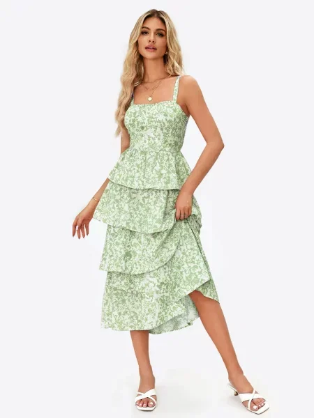 Imily Bela Rochie verde pastel alb