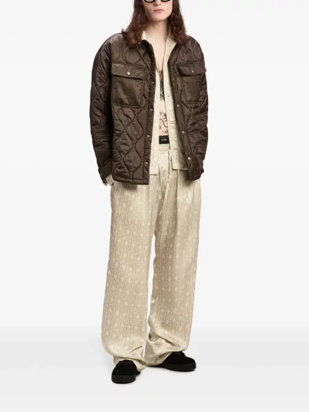 Siuvinėtas striukė Palm Angels dygsniuotas žalia