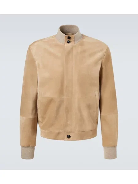 Geacă Zegna din piele de căprioară bej