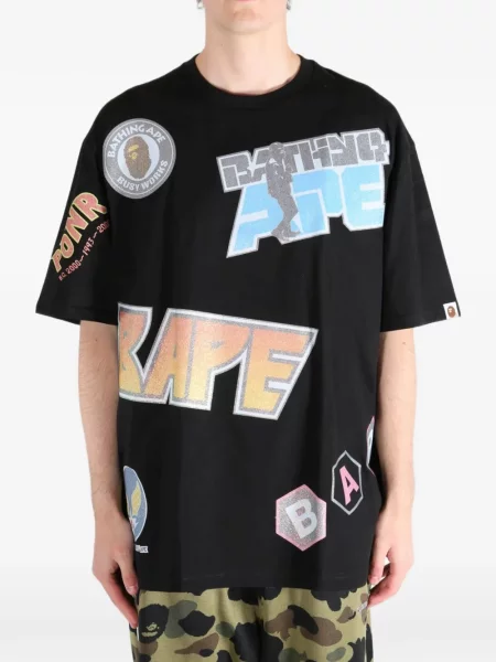 Tricou A Bathing Ape® cu imagine negru