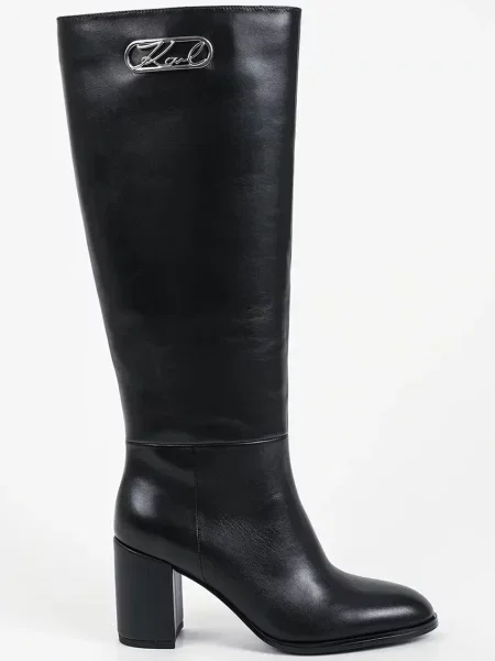 Karl Lagerfeld μπότες block heel Γυναικείες δερμάτινες Kinga μαύρο