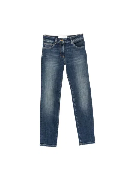 Jeansy straight leg Elisabetta Franchi granatowe