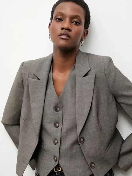 Сако Answear.LAB с едно копче с изчистен дизайн сиво