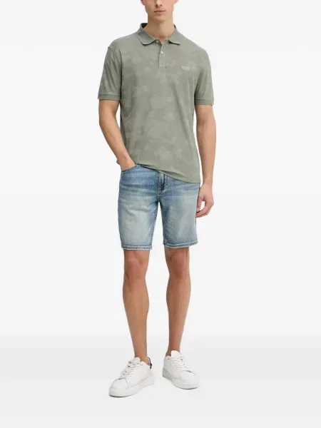 Поло тениска Guess на цветя с принт зелено