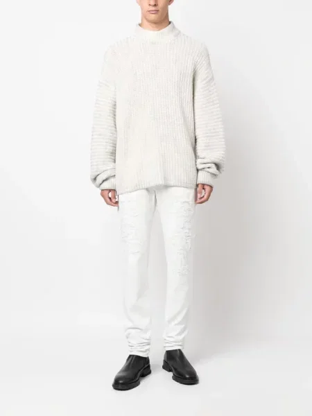 Straight fit džíny Philipp Plein s oděrkami bílé