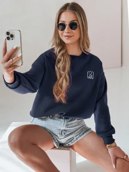 Bluza oversize z haftem SOFTSLON Dstreet granatowa
