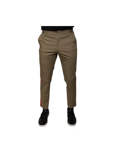 Spodnie Dolce And Gabbana casual zwężane z logo brązowe
