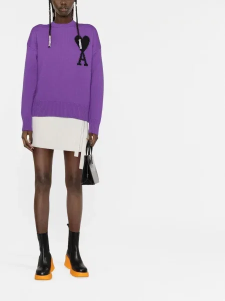 Vilnonis megztinis Ami Paris violetinė