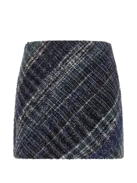 Fusta mini Missoni de lână în carouri albastru