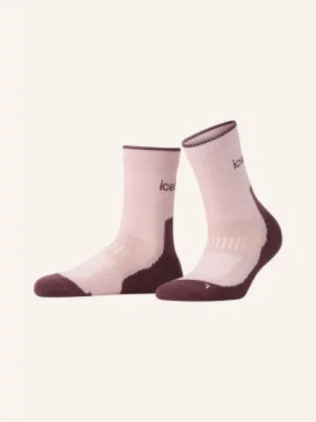 Ponožky icebreaker Merino Hike+ Light Crew pink quartz/java fialové
